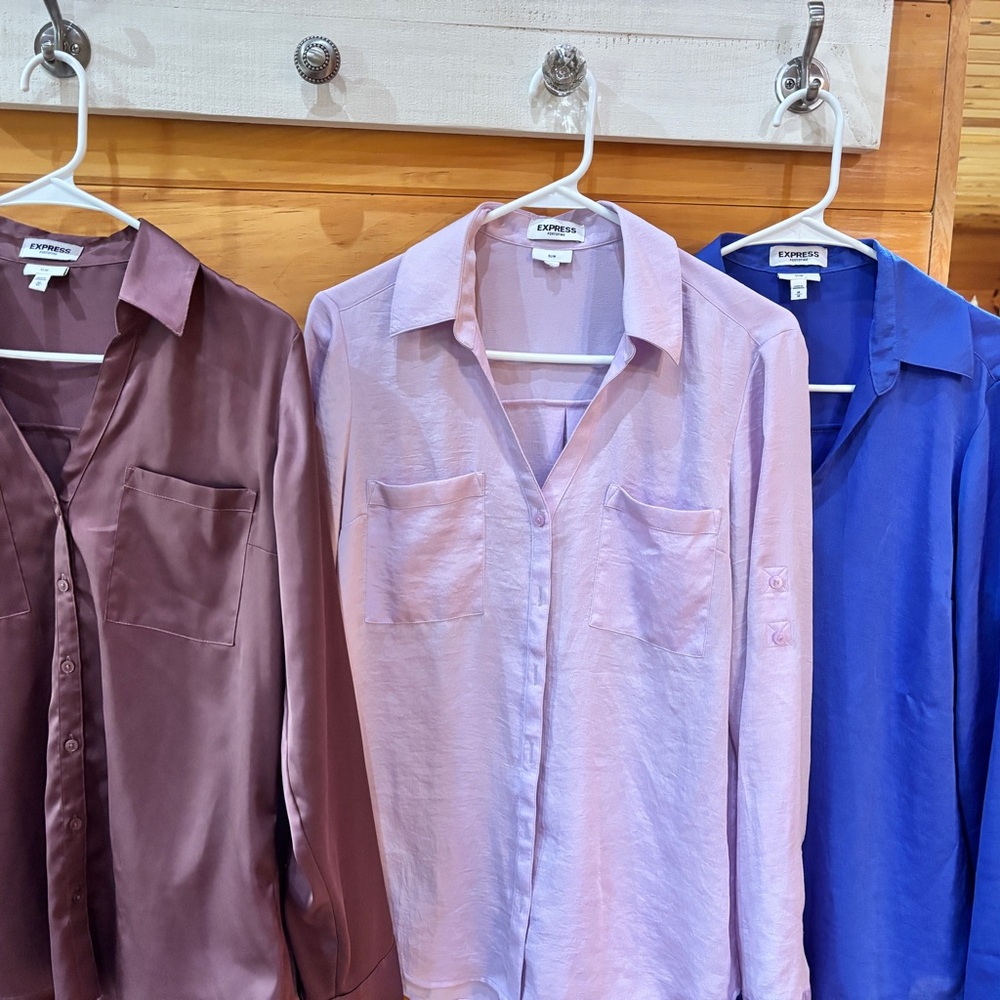 Express Satin Blouses - Purple, Pink, Blue